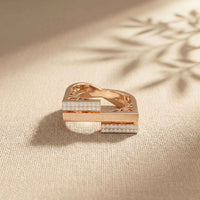 0.20 Ct Round Cut Moissanite Geometric Openwork Ring Rose Gold