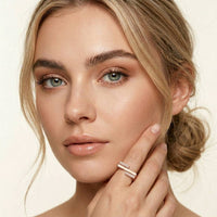 0.20 Ct Round Cut Moissanite Geometric Openwork Ring Rose Gold