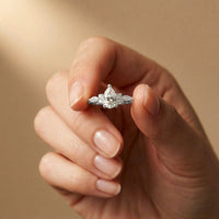1.20 Ct Pear Cut Moissanite Leaf Accent Ring for Women White