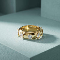 2.35 Ct Round Cut Moissanite Bezel Station Band Ring