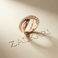 1.10 Ct Round Cut Moissanite Criss-Cross Pavé Wrap Ring
