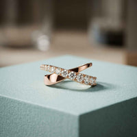 1.10 Ct Round Cut Moissanite Criss-Cross Pavé Wrap Ring