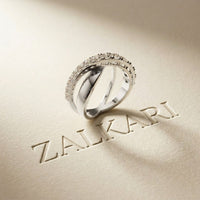1.10 Ct Round Cut Moissanite Criss-Cross Pavé Wrap Ring