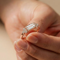 0.20 Ct Baguette Cut Moissanite Minimalist Bar Ring
