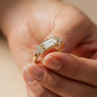 0.20 Ct Baguette Cut Moissanite Minimalist Bar Ring