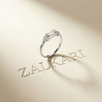 0.20 Ct Baguette Cut Moissanite Minimalist Bar Ring