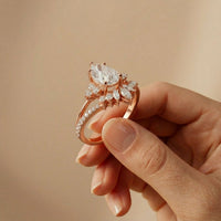 2.05 Ct Pear Cut Moissanite Blossom Crown Ring