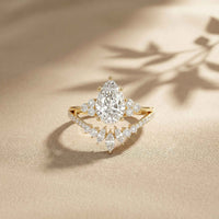 2.05 Ct Pear Cut Moissanite Blossom Crown Ring