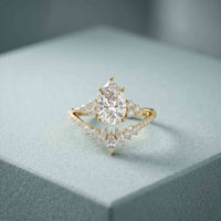 2.05 Ct Pear Cut Moissanite Blossom Crown Ring