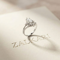2.05 Ct Pear Cut Moissanite Blossom Crown Ring