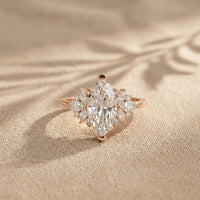 1.85 Ct Marquise Cut Moissanite Floral Bloom Engagement Ring