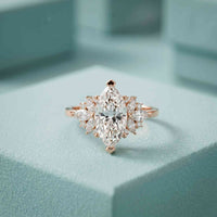 1.85 Ct Marquise Cut Moissanite Floral Bloom Engagement Ring