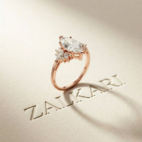 1.85 Ct Marquise Cut Moissanite Floral Bloom Engagement Ring