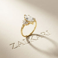 1.85 Ct Marquise Cut Moissanite Floral Bloom Engagement Ring