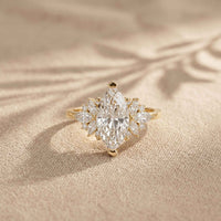 1.85 Ct Marquise Cut Moissanite Floral Bloom Engagement Ring