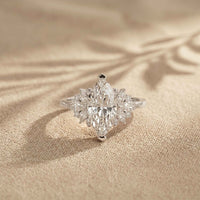 1.85 Ct Marquise Cut Moissanite Floral Bloom Engagement Ring