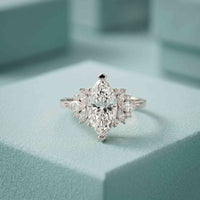 1.85 Ct Marquise Cut Moissanite Floral Bloom Engagement Ring