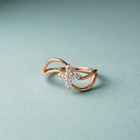 0.25 Ct Round Cut Moissanite Open Floral Wave Ring
