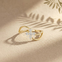 0.25 Ct Round Cut Moissanite Open Floral Wave Ring