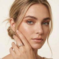 0.90 Ct Pear & Round Cut Moissanite Bypass Toi et Moi Ring