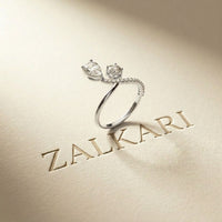 0.90 Ct Pear & Round Cut Moissanite Bypass Toi et Moi Ring
