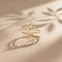 0.35 Ct Round Cut Moissanite Floral Wrap Ring