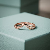 0.06 Ct Round Cut Moissanite Wave Band Ring Rose Gold