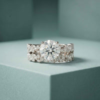 3.70 Ct Round Cut Moissanite Marquise Cluster Bridal Ring for Women
