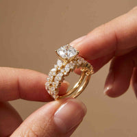 3.70 Ct Cushion Cut Moissanite Marquise & Round Accent Ring for Women Gold