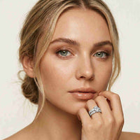 3.70 Ct Oval Cut Moissanite Marquise Cluster Bridal Ring for Women