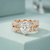 2.70 Ct Pear Cut Moissanite Ornate Accent Ring for Women