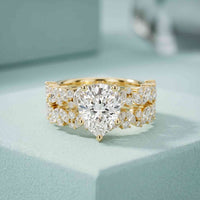 2.70 Ct Pear Cut Moissanite Ornate Accent Ring for Women
