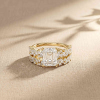 3.70 Ct Radiant Cut Moissanite Luxe Accent Ring for Women
