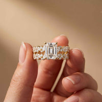 3.70 Ct Radiant Cut Moissanite Luxe Accent Ring for Women