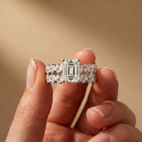 3.70 Ct Radiant Cut Moissanite Luxe Accent Ring for Women