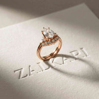 2.95 Ct Pear Cut Moissanite Radiant Crown Ring for Women