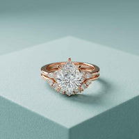 2.95 Ct Pear Cut Moissanite Radiant Crown Ring for Women