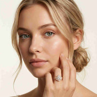2.95 Ct Pear Cut Moissanite Radiant Crown Ring for Women