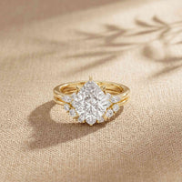 2.95 Ct Pear Cut Moissanite Radiant Crown Ring for Women