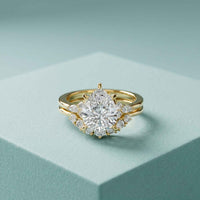 2.95 Ct Pear Cut Moissanite Radiant Crown Ring for Women