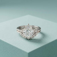 2.95 Ct Pear Cut Moissanite Radiant Crown Ring for Women