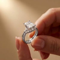 2.95 Ct Radiant Cut Moissanite Grand Elegance Ring for Women