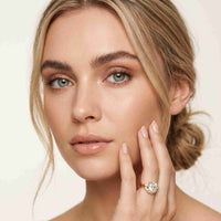 2.95 Ct Round Cut Moissanite Celestial Halo Ring for Women