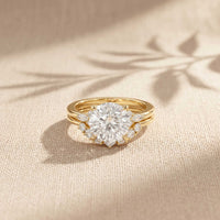 2.95 Ct Round Cut Moissanite Celestial Halo Ring for Women