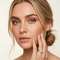 2.95 Ct Round Cut Moissanite Celestial Halo Ring for Women