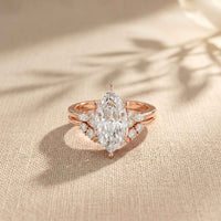 2.95 Ct Marquise Cut Moissanite Regal Halo Ring for Women