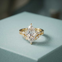 2.95 Ct Marquise Cut Moissanite Regal Halo Ring for Women