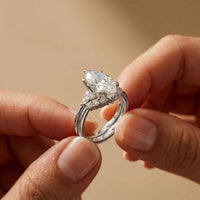 2.95 Ct Marquise Cut Moissanite Regal Halo Ring for Women