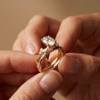 2.40 Ct Oval Cut Moissanite Heirloom Accent Ring Set for Women