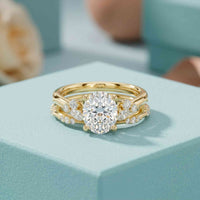 2.40 Ct Oval Cut Moissanite Heirloom Accent Ring Set for Women